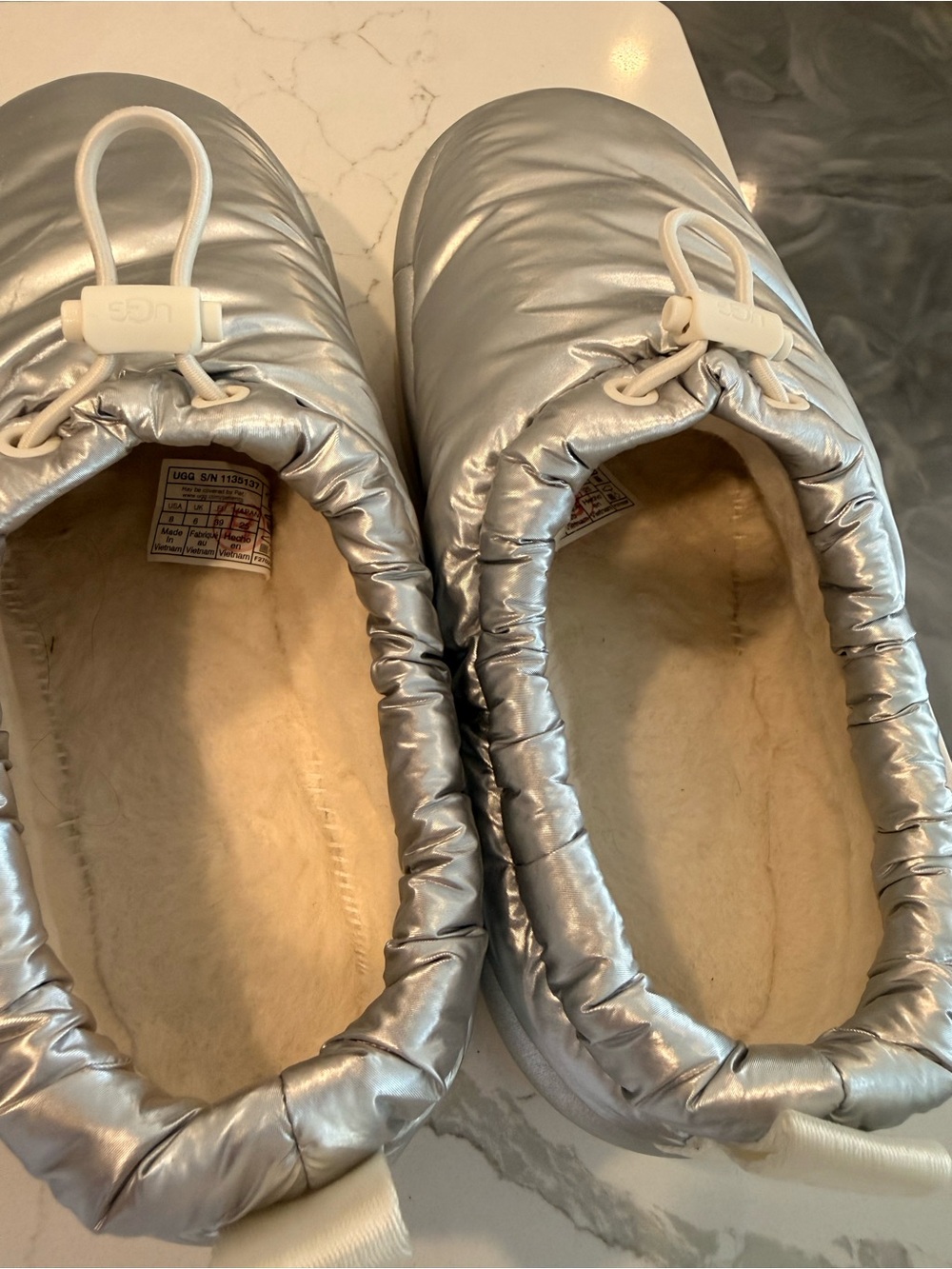 UGG Silver Puffer Slip-On Shoes - Picture 4 of 5